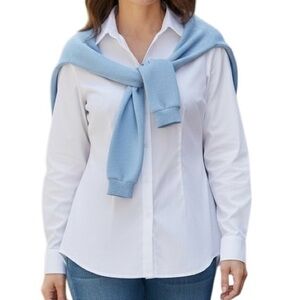 Chico’s No Iron Cotton Long Sleeve Blouse Top‎ XS